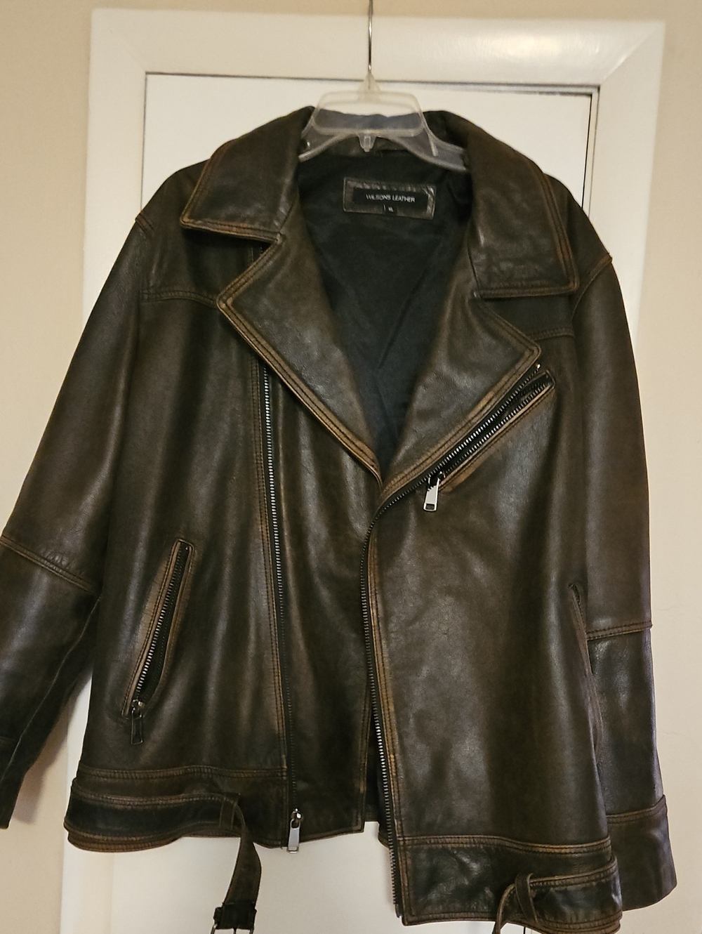 Wilsons Leather Brown Women's Leather Moto Jacket